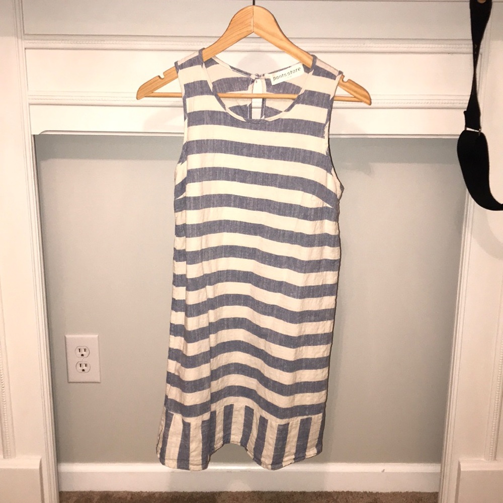 Blue and cream striped dress
